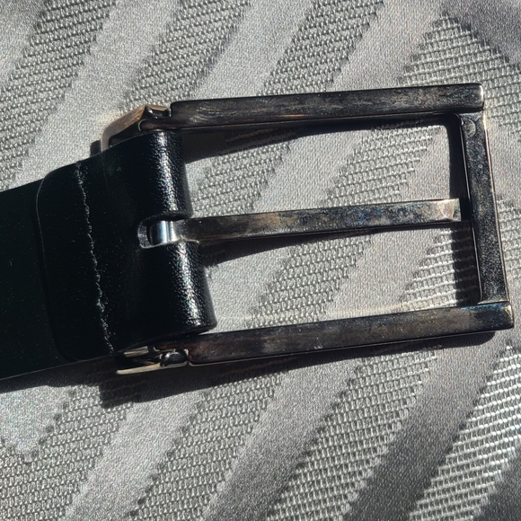 Dolce & Gabbana black leather designer belt, silver chrome buckle, 40in / 100cm - Picture 3 of 9